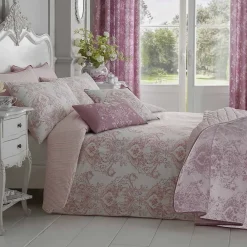 Homescapes Parure de lit Toile de Jouy en polycoton - rose, 200x200cm -* Parure De Lit
