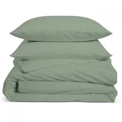 Bleu Calin Parure de lit unie 1 personne 140x200cm PERCALE SAUGE* Parure De Lit