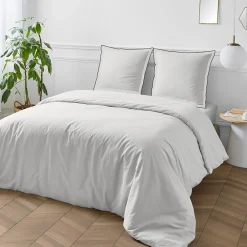 Parure de lit unie en coton finition bourdon 260x240cm>Future Home