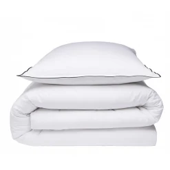 Parure de lit unie en coton finition bourdon 260x240cm><noscript><img width=