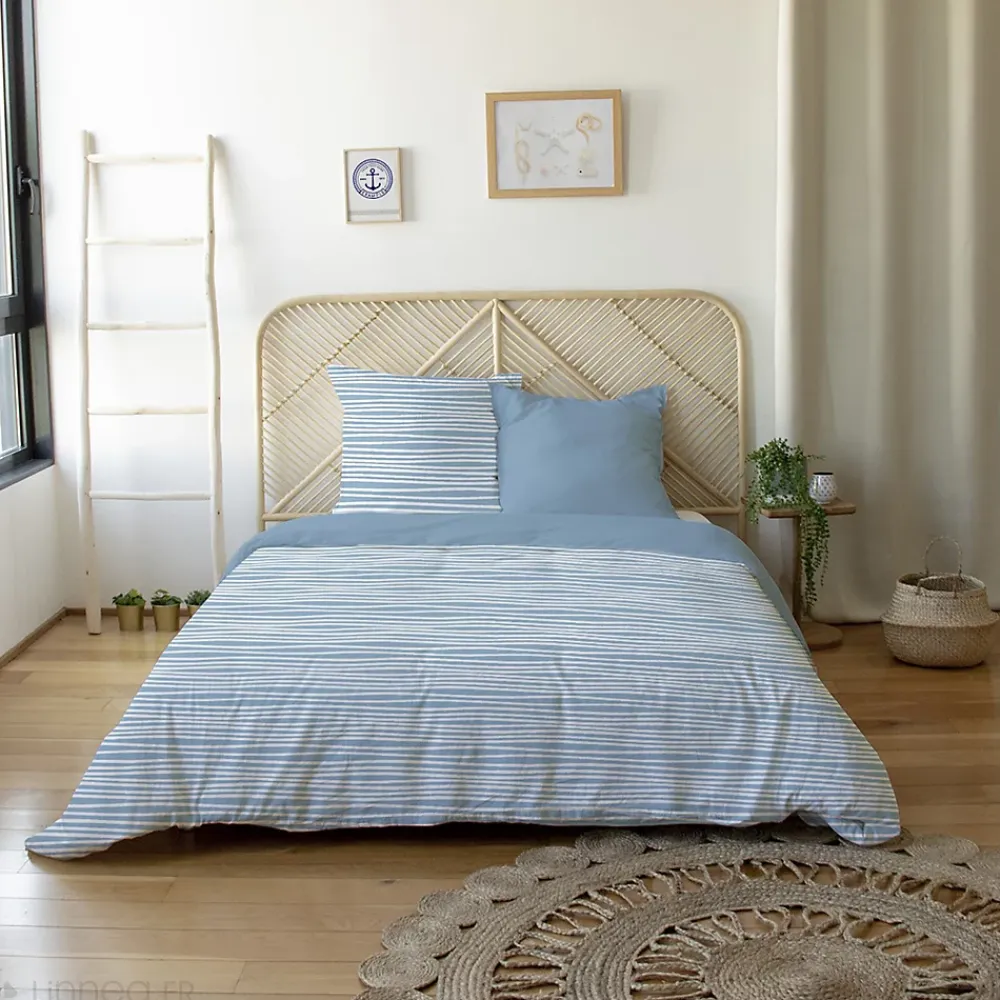 Linnea Parure de lit 240x220 cm 100% polyester microfibre BLIS bleu 3 pièces* Parure De Lit
