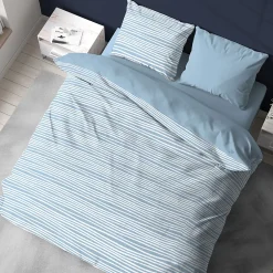 Linnea Parure de lit 240x220 cm 100% polyester microfibre BLIS bleu 3 pièces* Parure De Lit