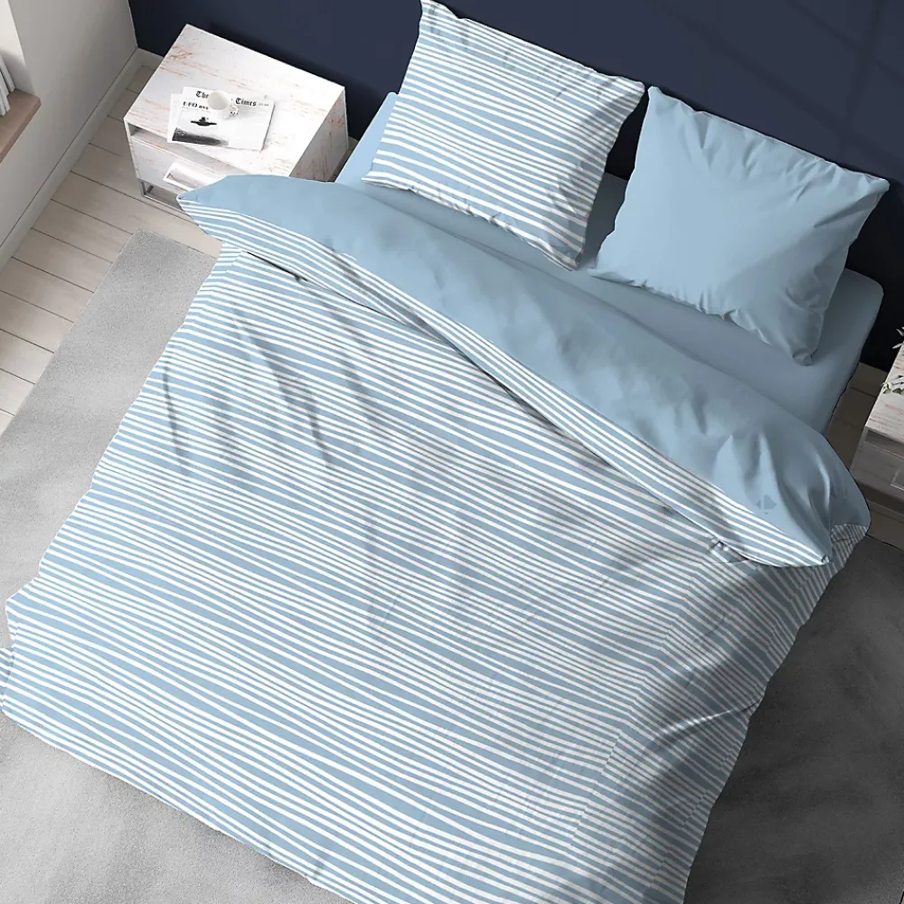 Linnea Parure de lit 240x220 cm 100% polyester microfibre BLIS bleu 3 pièces* Parure De Lit