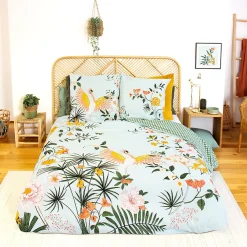 Parure de lit 260x240 cm coton KUSMI bleu>Linnea Hot