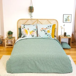 Parure de lit 260x240 cm coton KUSMI bleu><noscript><img width=