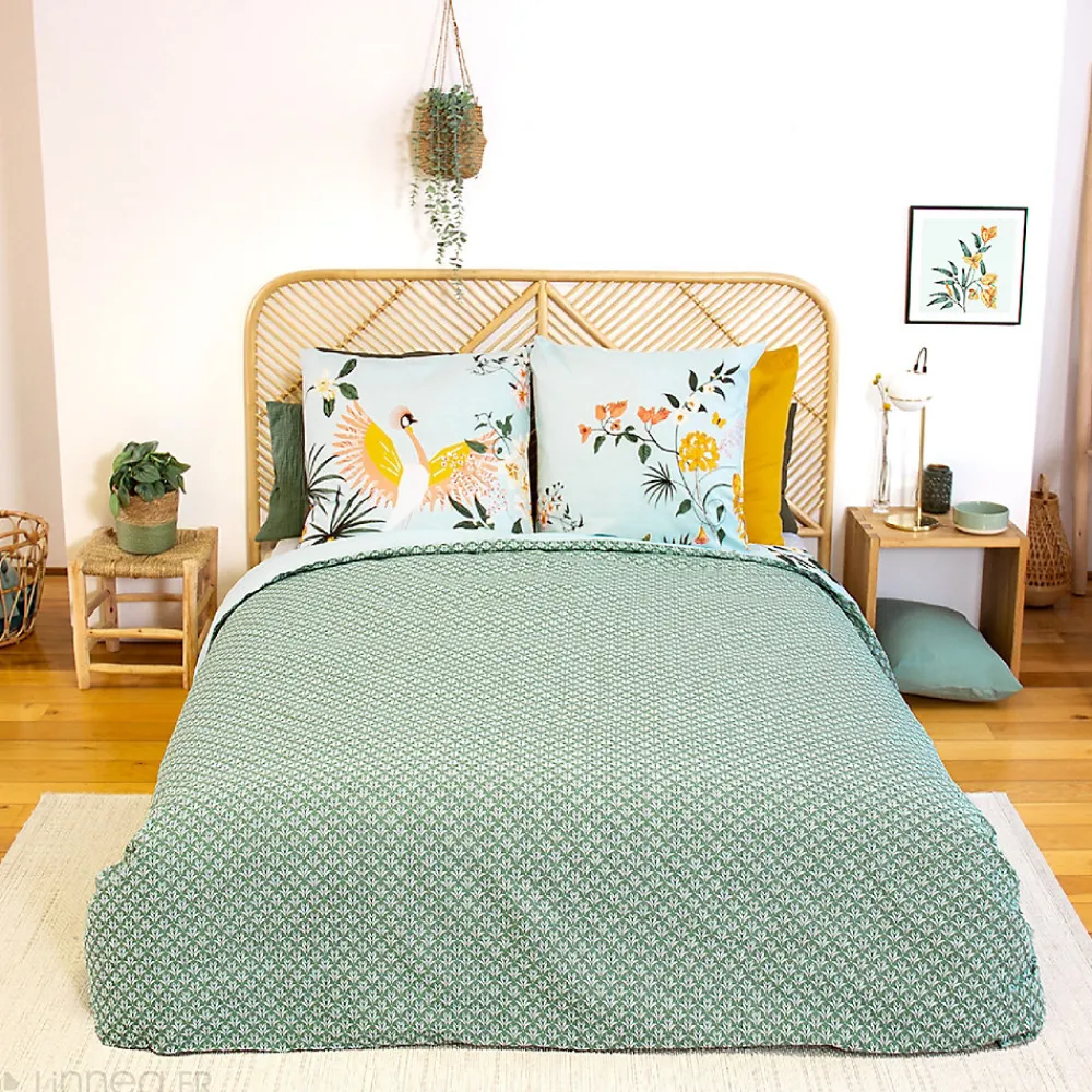 Parure de lit 260x240 cm coton KUSMI bleu>Linnea Hot