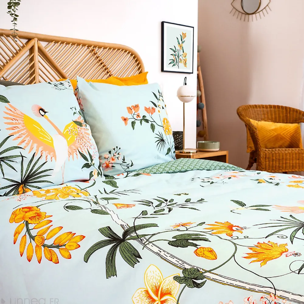 Parure de lit 260x240 cm coton KUSMI bleu>Linnea Hot