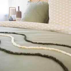 Parure de lit 260x240 cm coton BCI adouci LINEA Vert 3 pièces><noscript><img width=