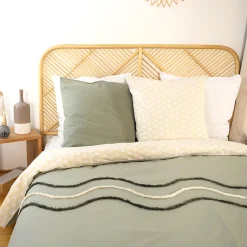 Parure de lit 260x240 cm coton BCI adouci LINEA Vert 3 pièces><noscript><img width=