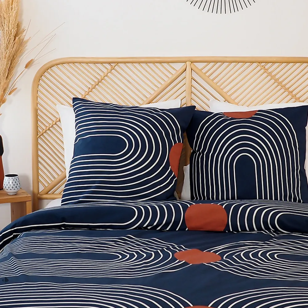 Parure de lit 240x220 cm coton BCI adouci CUTS Bleu 3 pièces>Linnea Clearance
