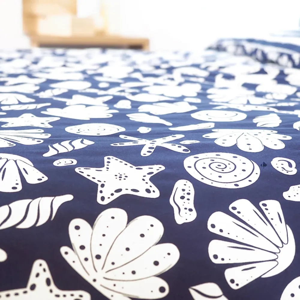 Linnea Parure de lit 260x240 cm coton BCI adouci CAPRI Bleu 3 pièces* Parure De Lit