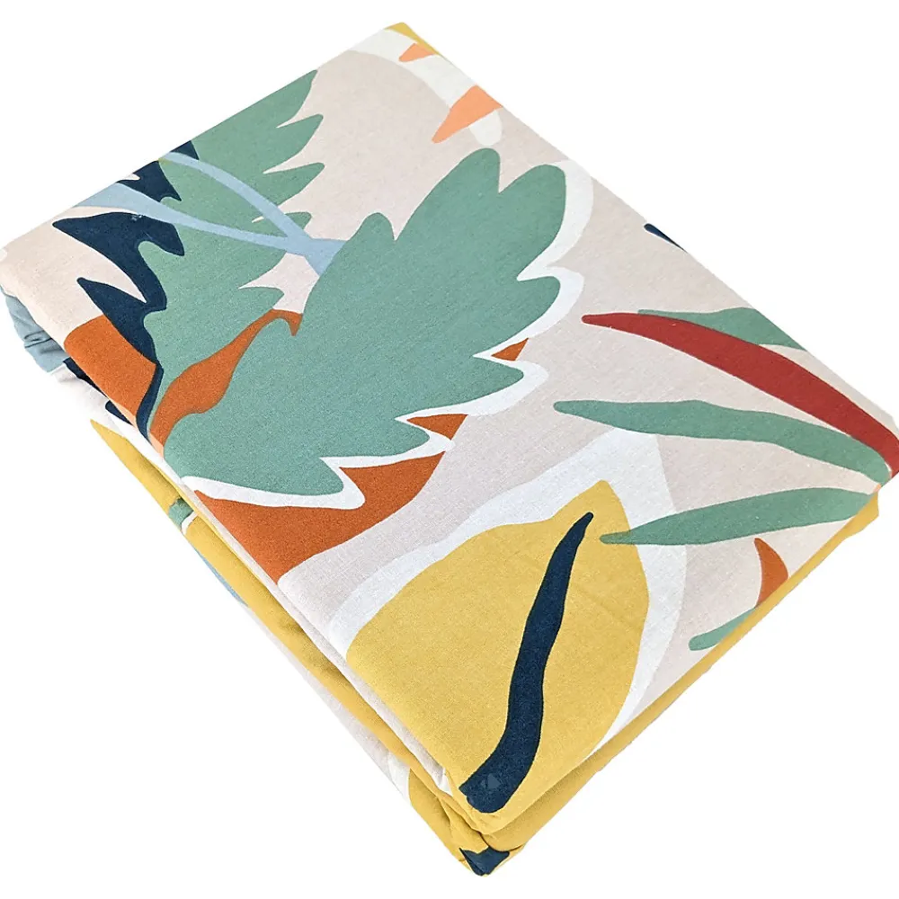 Parure de lit 260x240 cm coton BCI adouci LUCIA Jaune Cobalt 3 pièces>Linnea Discount