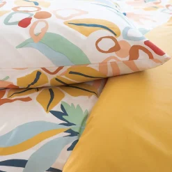 Parure de lit 260x240 cm coton BCI adouci LUCIA Jaune Cobalt 3 pièces><noscript><img width=