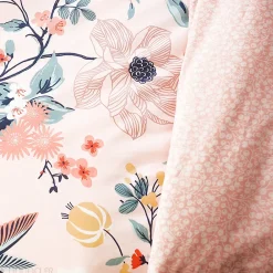 Parure de lit 260x240 cm coton bci adouci PANGA rose 3 pièces><noscript><img width=