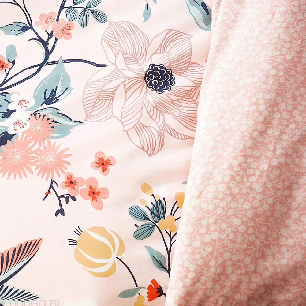 Parure de lit 260x240 cm coton bci adouci PANGA rose 3 pièces>Linnea Discount