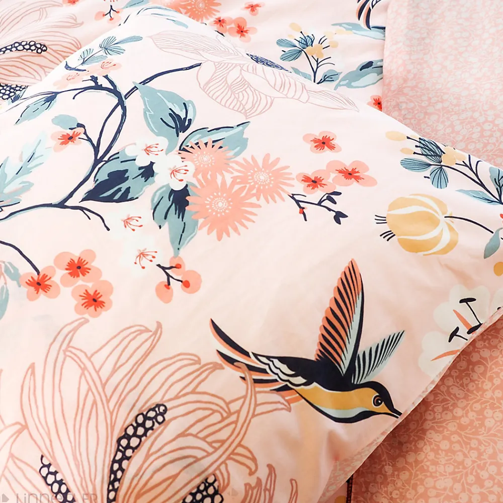 Parure de lit 260x240 cm coton bci adouci PANGA rose 3 pièces>Linnea Discount