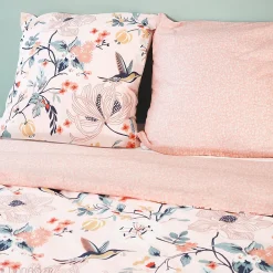 Parure de lit 260x240 cm coton bci adouci PANGA rose 3 pièces><noscript><img width=