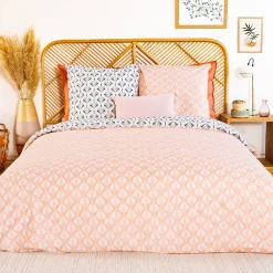 Parure de lit 260x240 cm coton VOLEA rose>Linnea Outlet