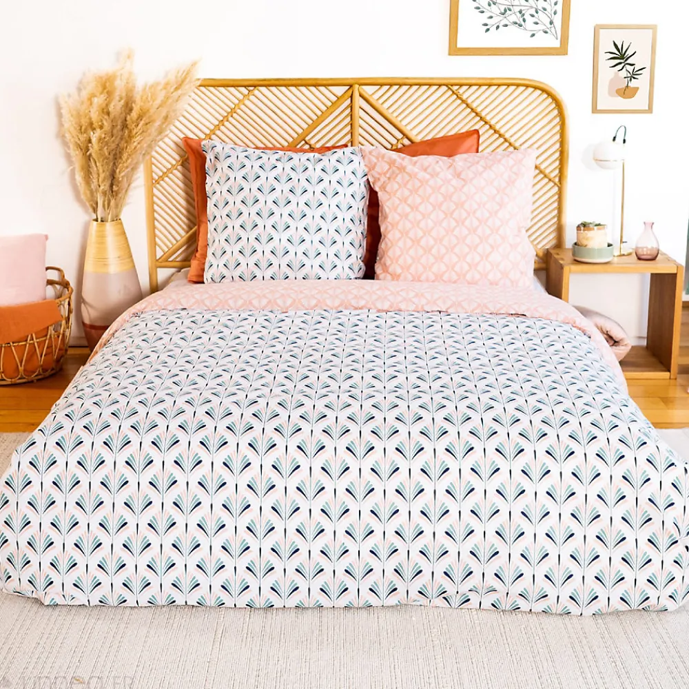 Parure de lit 260x240 cm coton VOLEA rose>Linnea Outlet