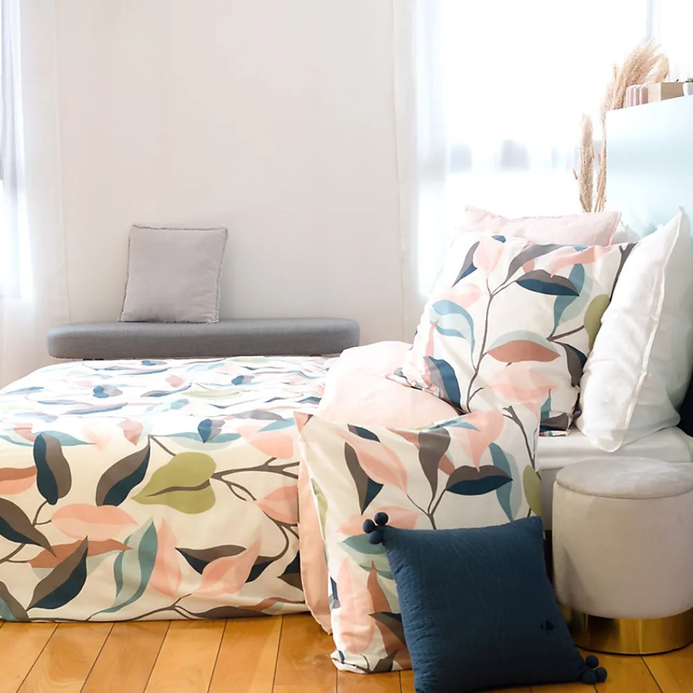 Parure de lit 240x220 cm coton BCI adouci LILA Blanc 3 pièces>Linnea Discount