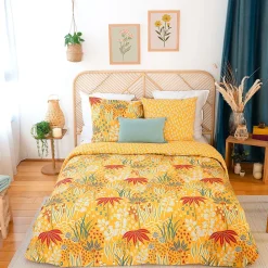 Parure de lit 260x240 cm coton bci adouci COME jaune 3 pièces>Linnea Online