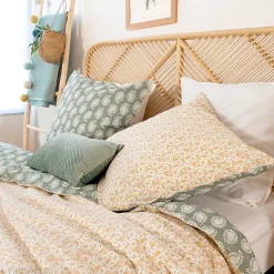 Parure de lit 260x240 cm coton bci adouci WAY vert 3 pièces><noscript><img width=