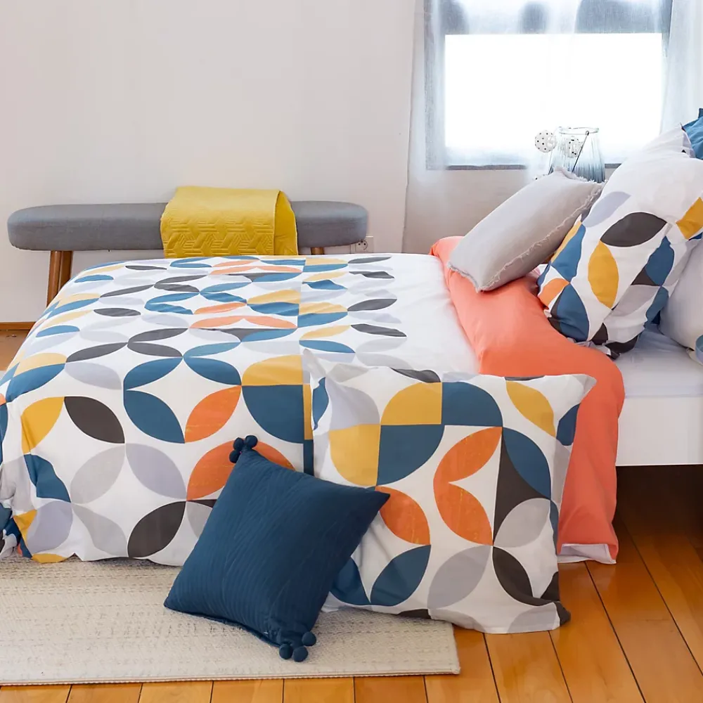 Linnea Parure de lit 240x220 cm coton PRUNE Blanc 3 pièces* Parure De Lit