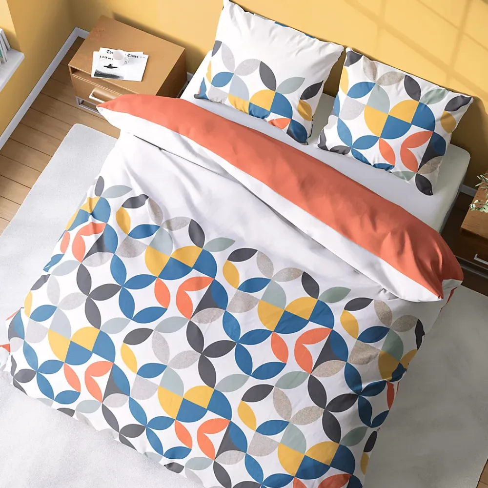 Linnea Parure de lit 240x220 cm coton PRUNE Blanc 3 pièces* Parure De Lit