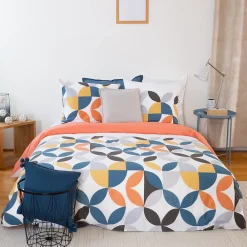 Linnea Parure de lit 240x220 cm coton PRUNE Blanc 3 pièces* Parure De Lit