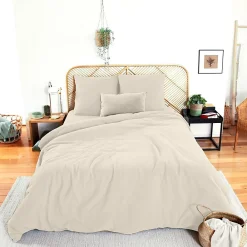 Parure de lit 260x240 cm double gaze de coton GAZGAZ beige Galet>Linnea Hot