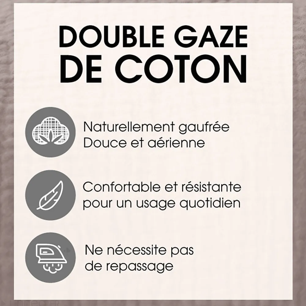 Parure de lit 260x240 cm double gaze de coton GAZGAZ beige Galet>Linnea Hot