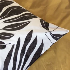 Linnea Parure de lit 260x240 cm en coton NOLIE motif feuillage blanc et jaune 3 pièces* Parure De Lit