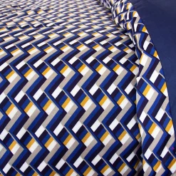 Parure de lit 140x200 cm en microfibre LOSS bleu foncé motif géométrique 2 pièces><noscript><img width=