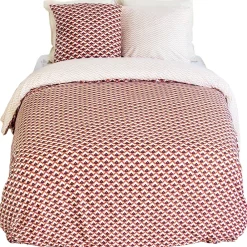 Linnea Parure de lit 240x220 cm en microfibre TIAGOH rouge motif géométrique 3 pièces* Parure De Lit