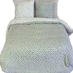 Parure de lit 240x220 cm en microfibre PARCHEMIN vert motif graphique 3 pièces>Linnea Clearance