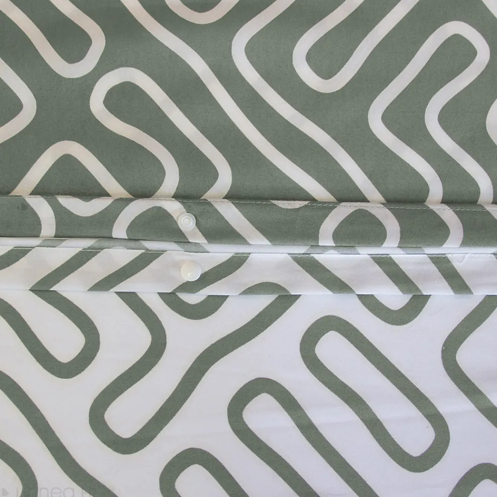 Parure de lit 240x220 cm en microfibre PARCHEMIN vert motif graphique 3 pièces>Linnea Clearance