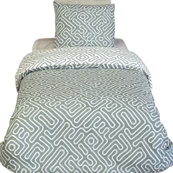 Linnea Parure de lit 140x200 cm en microfibre PARCHEMIN vert motif graphique 2 pièces* Parure De Lit