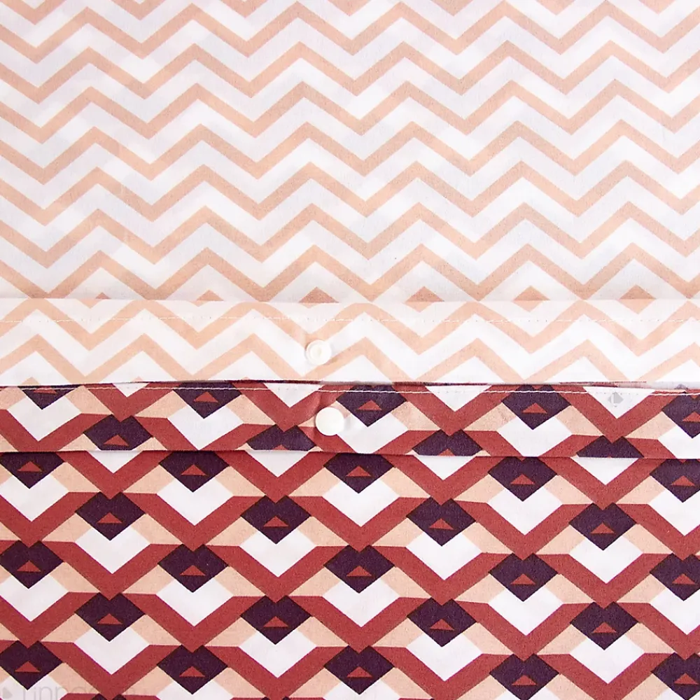 Linnea Parure de lit 140x200 cm en microfibre TIAGOH rouge motif géométrique 2 pièces* Parure De Lit