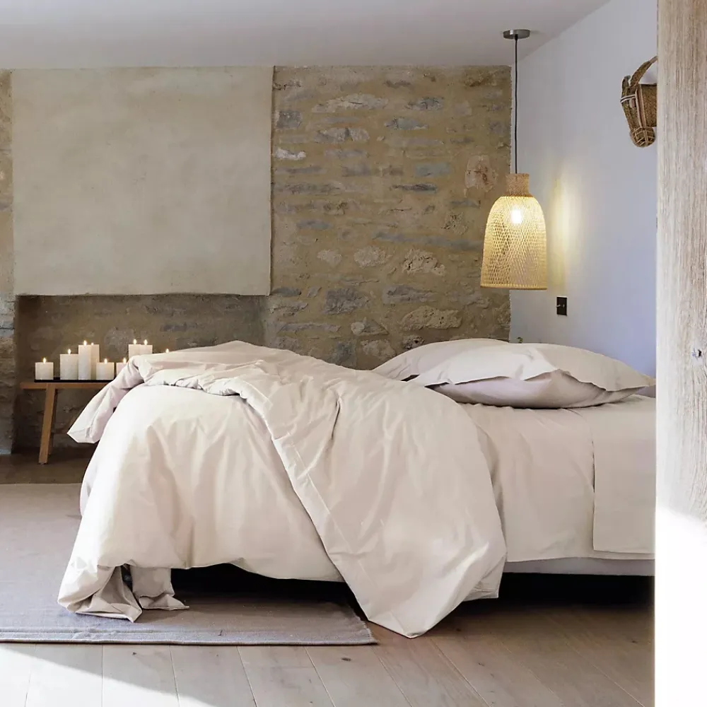 Linnea Parure de lit 280x240 cm et taie 50x70 cm percale MANOIR blanc Naturel* Parure De Lit