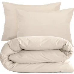 Linnea Parure de lit 280x240 cm et taie 50x70 cm percale MANOIR blanc Naturel* Parure De Lit