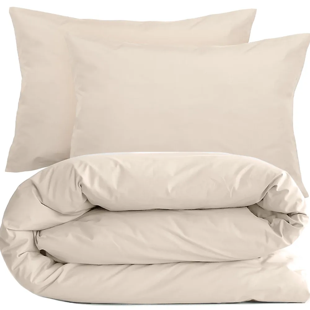 Linnea Parure de lit 280x240 cm et taie 50x70 cm percale MANOIR blanc Naturel* Parure De Lit