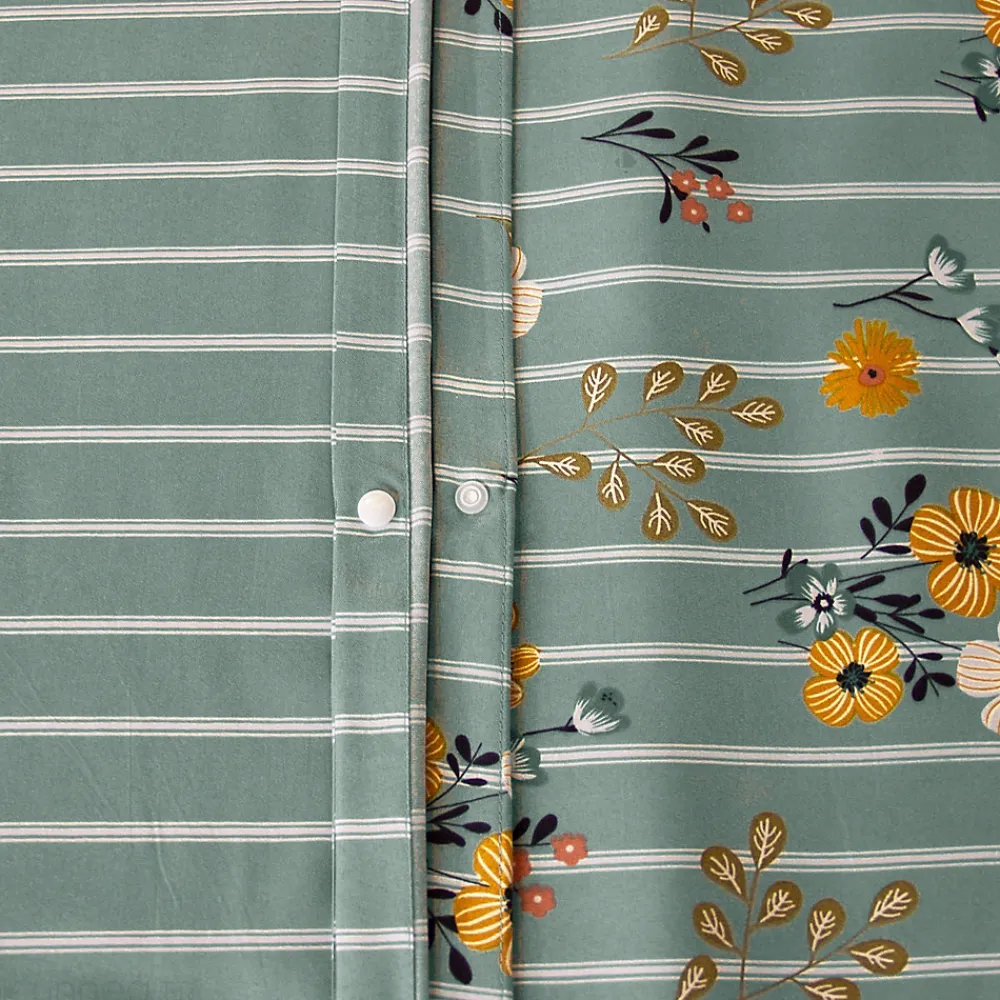 Parure de lit 260x240 cm FLORINETTE microfibre à rayures motif florale>Linnea Outlet