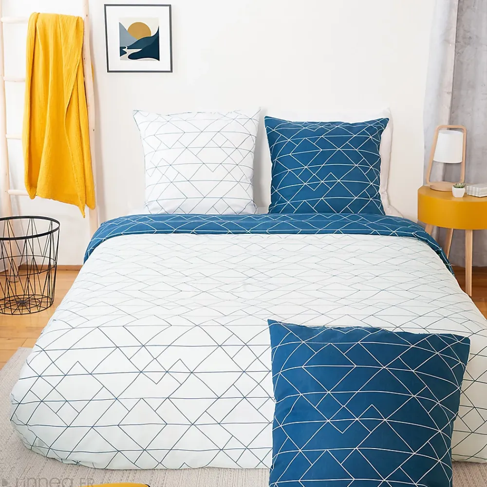 Linnea Parure de lit 240x220 cm microfibre LIST bleu 3 pièces* Parure De Lit