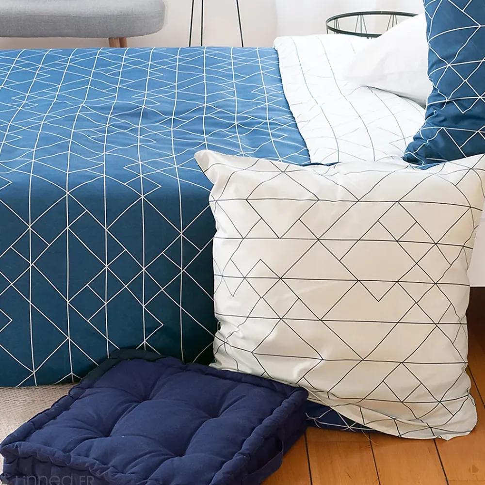 Linnea Parure de lit 240x220 cm microfibre LIST bleu 3 pièces* Parure De Lit