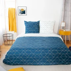 Linnea Parure de lit 240x220 cm microfibre LIST bleu 3 pièces* Parure De Lit