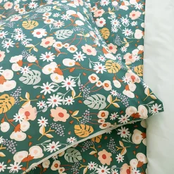 Parure de lit 260x240 cm microfibre CUEILLETTE vert 3 pièces><noscript><img width=