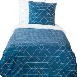 Parure de lit 140x200 cm microfibre LIST bleu 2 pièces>Linnea