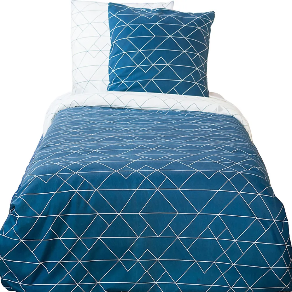 Parure de lit 140x200 cm microfibre LIST bleu 2 pièces>Linnea