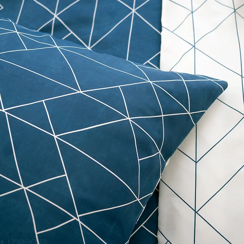 Parure de lit 140x200 cm microfibre LIST bleu 2 pièces>Linnea