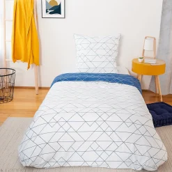 Parure de lit 140x200 cm microfibre LIST bleu 2 pièces><noscript><img width=